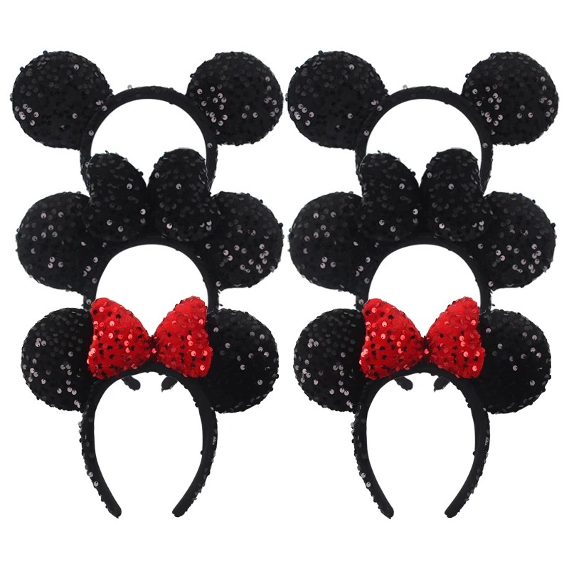 Travel Accessories Gifts For Women - 1 Stück Klassischer Mausohren-Haarreif, Minnie-Maus-Ohr-Glitzer-Schleifen-Stirnband, für