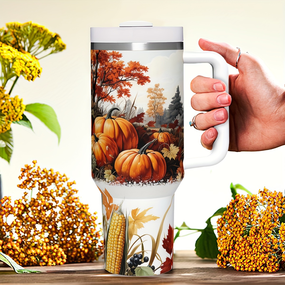 Travel Accessories Gift Ideas - 1 Stück 40oz Herbst-Kürbis-Isolierbecher mit Griff,