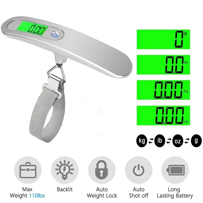 Luggage Scale Hanging - Fischschuppen, 50 kg/110 lb, tragbare elektronische