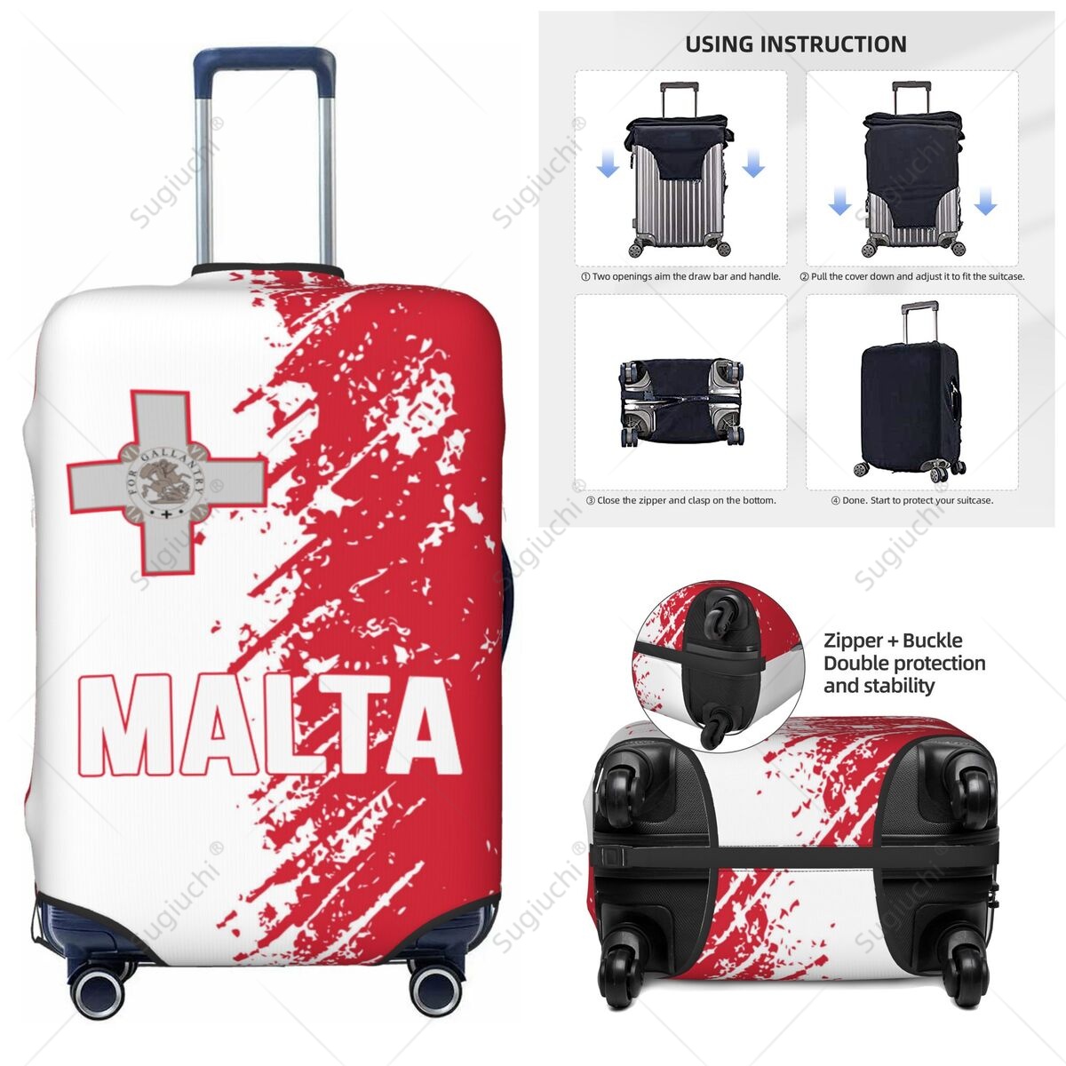 Travel Accessories Malta - Gepäckabdeckung mit Malta-Flagge, Koffer, elastischer Staubkoffer,