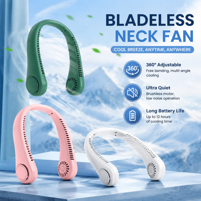 Travel Accessories Electronics - 2026 Neuer Blattloser Nackenventilator USB Wiederaufladbar
