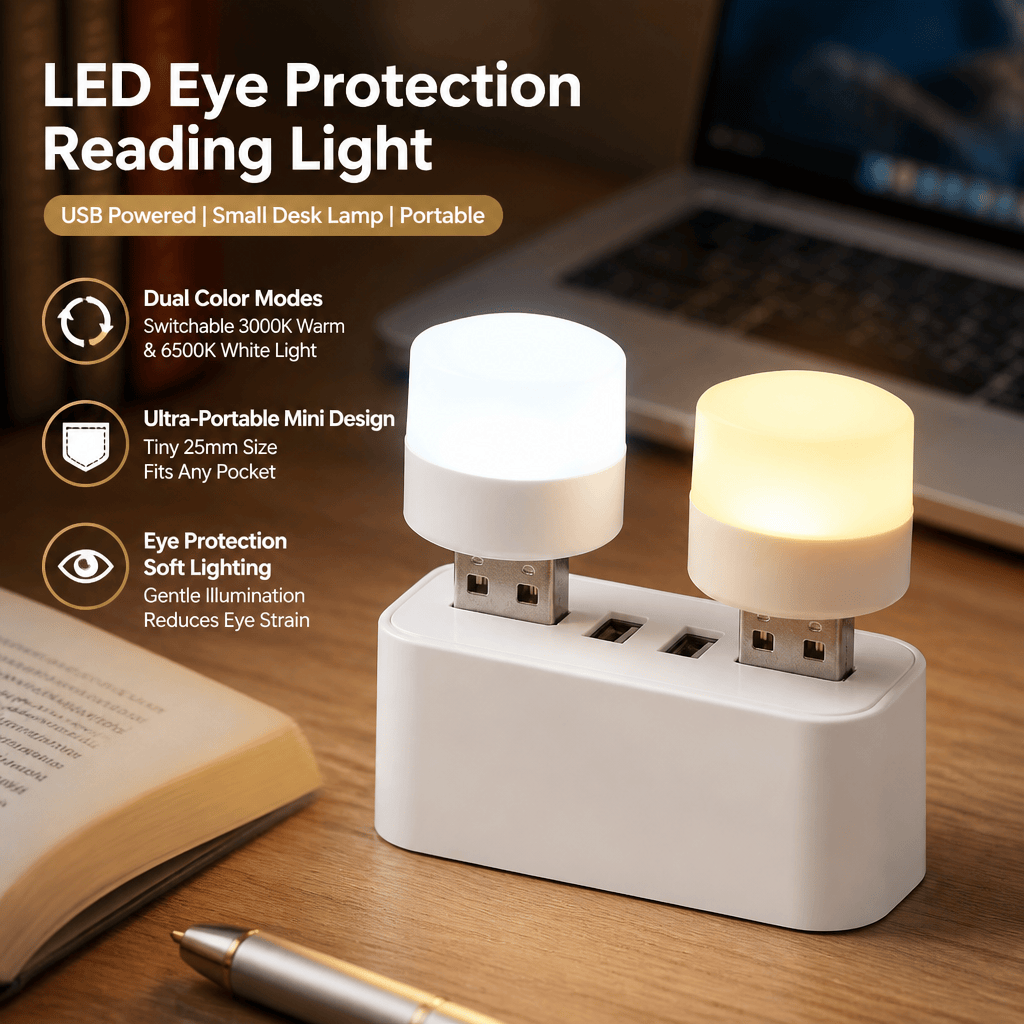 Travel Reading Accessories - USB-LED-Licht Tragbare Leselampe Buchlampe Doppelte Farbtemperatur