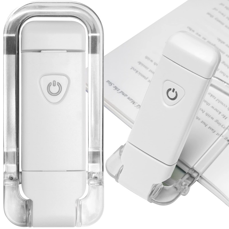 Travel Reading Accessories - Tragbare LED-Buchleseleuchte mit Clip, Lesezeichen-Nachtlicht, USB-Aufladung,