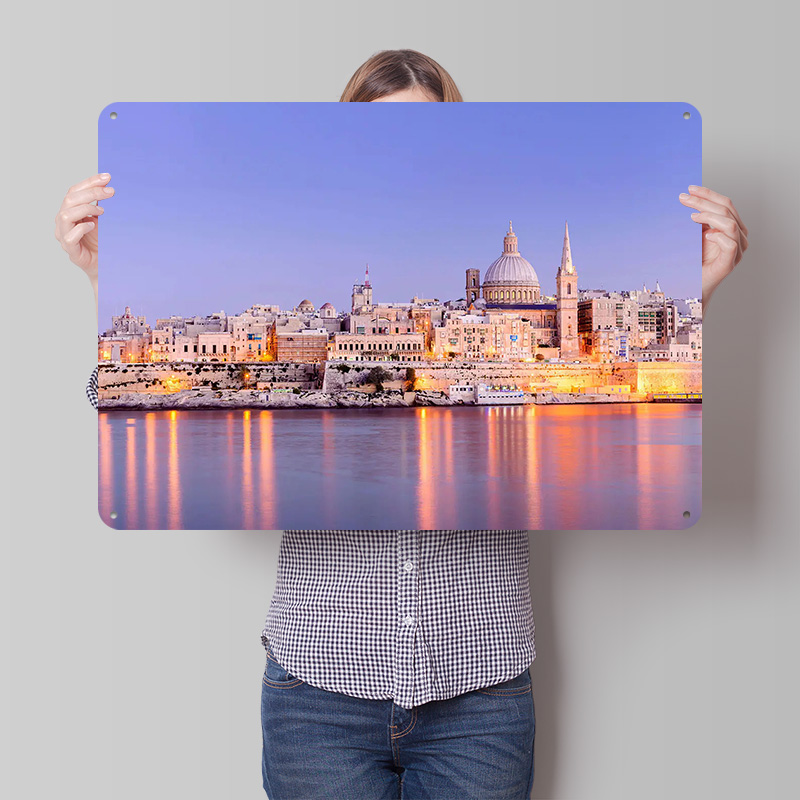 Travel Accessories Malta - Malta Valletta Reise-Stadt 3D-Textur Metallposter Personalisiertes