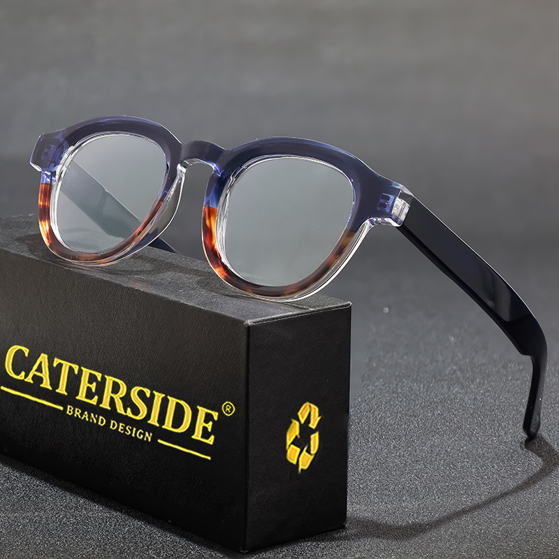 Travel Reading Accessories - CATERSIDE Runde Brillengestell für Herren, Acetat,