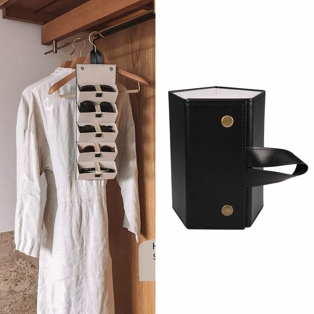 Travel Accessories Gift Ideas - Brillenaufbewahrung, Brillenhalter, Reiseetui, PU-Material, Sonnenbrillen-Organizer für