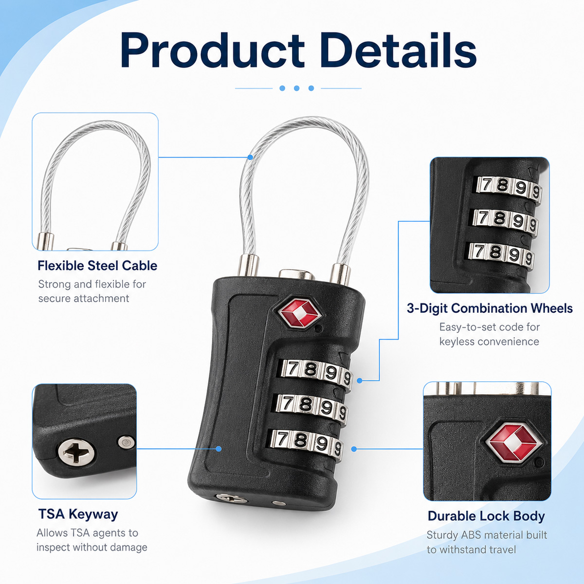 TSA-zugelassenes Gepäckschloss – Travel Accessories Electronics Bewertung und Preis